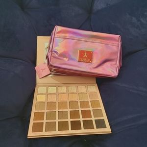 Authentic Jeffree Star pink holographic makeup bag and Orgy Palette